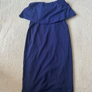 Elegant Navy Blue Strapless Dress